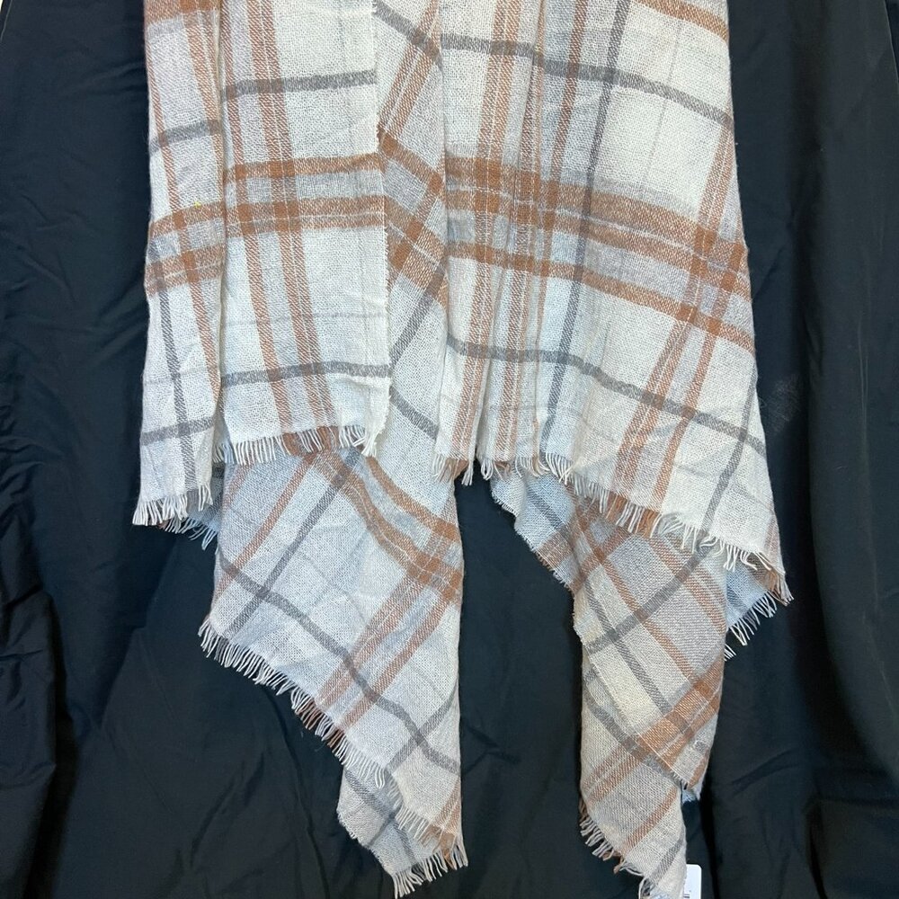 NWT 100% CASHMERE WOVEN UNSUBSCRIBED SCARF Cream Plaid - Picture 4 of 4